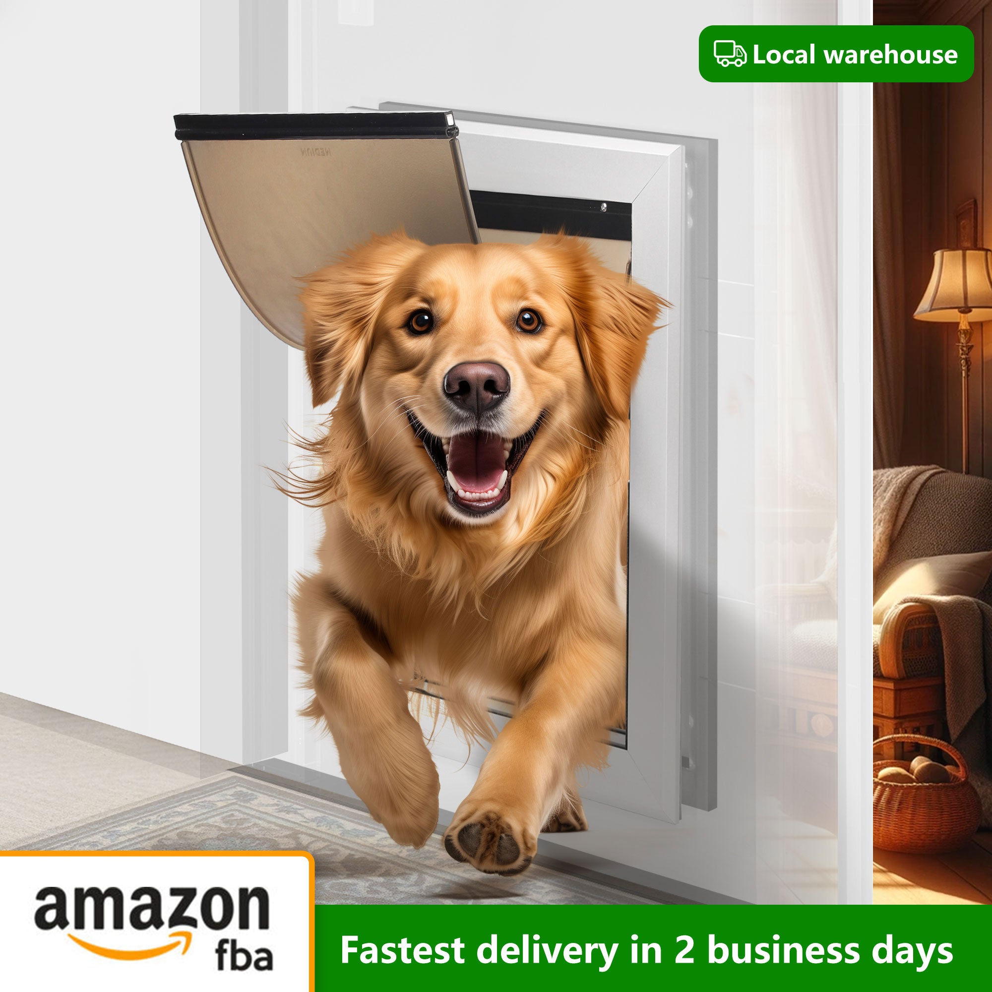 iPetba Heavy Duty Aluminum Dog Door - Telescoping All-Weather Pet Door for Sliding & Standard Doors
