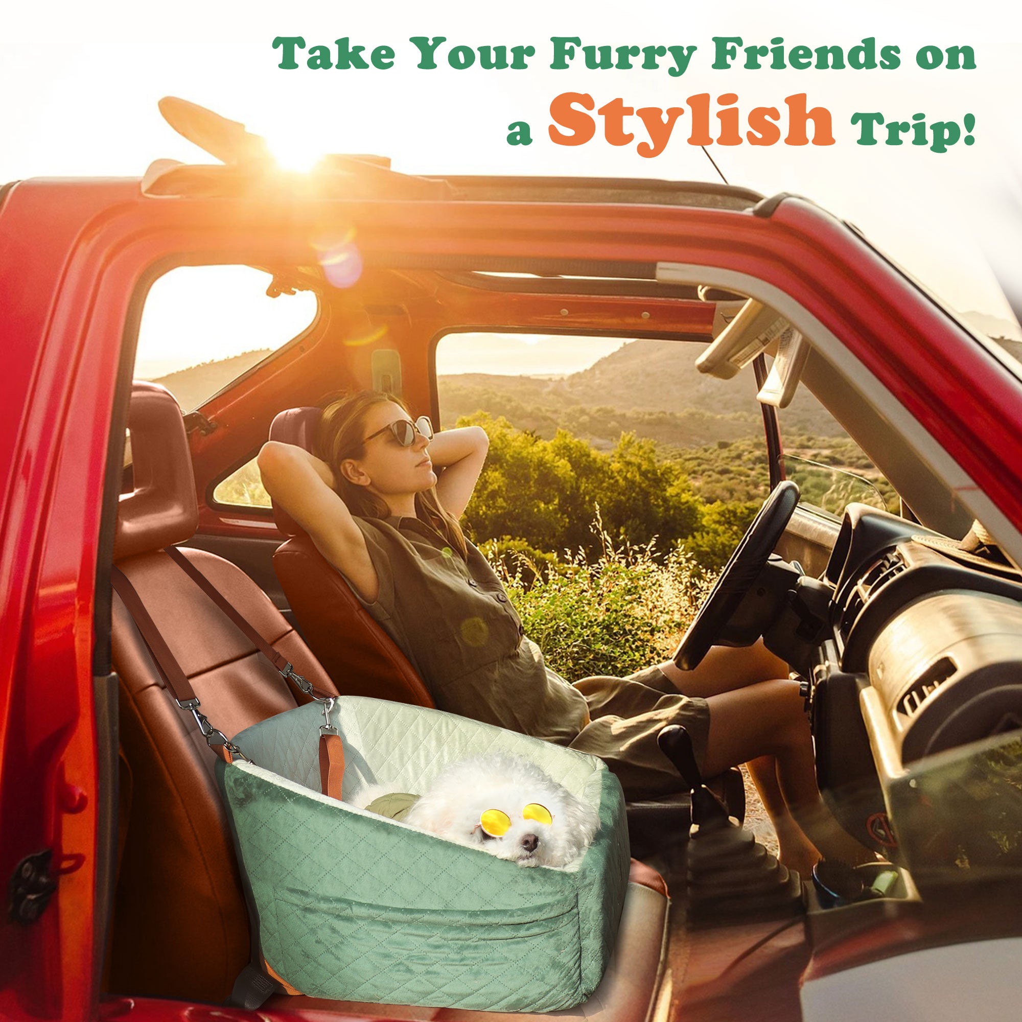 iPetba Memory Foam Dog Car Seat | Comfort & Safety for Small & Medium Dogs