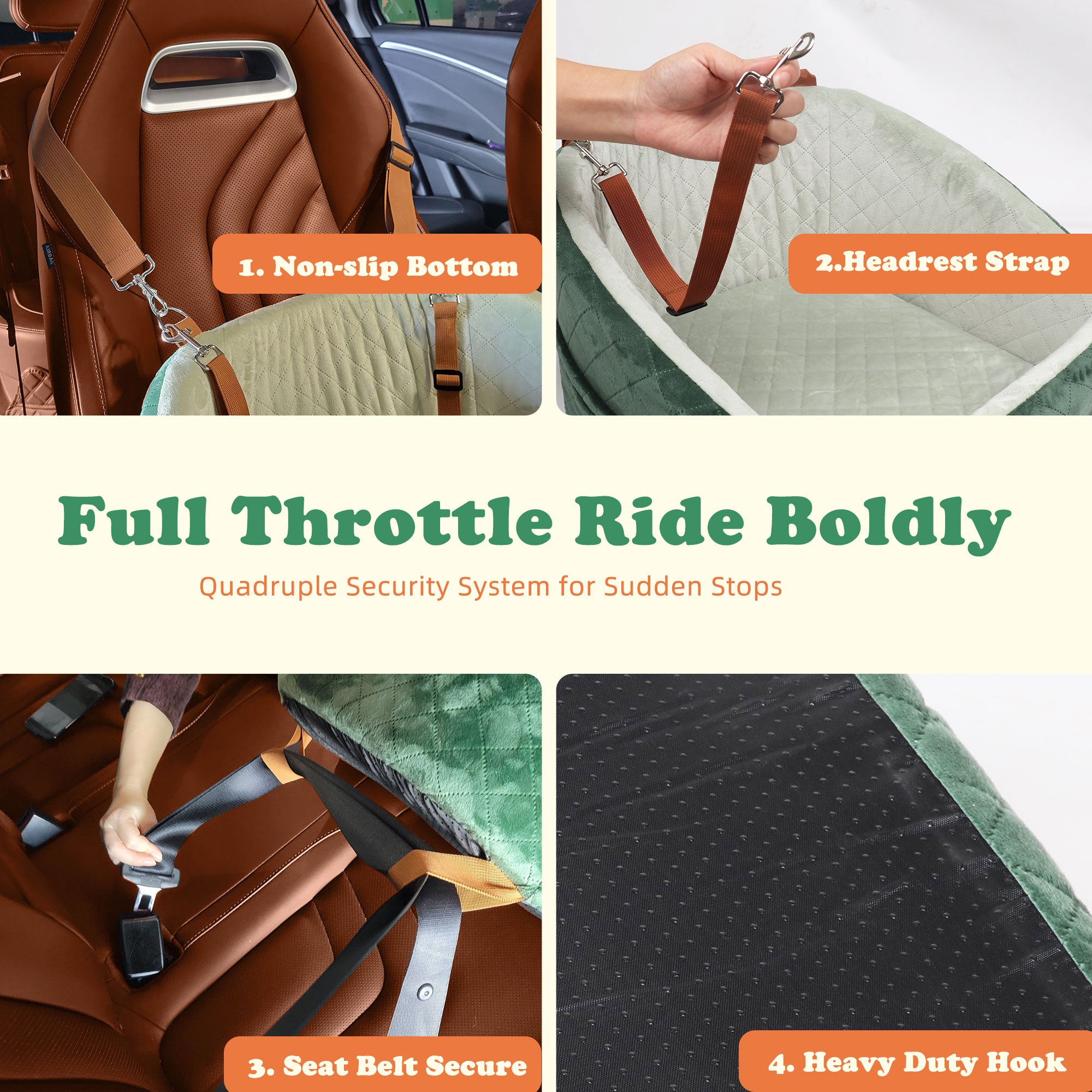 iPetba Memory Foam Dog Car Seat | Comfort & Safety for Small & Medium Dogs