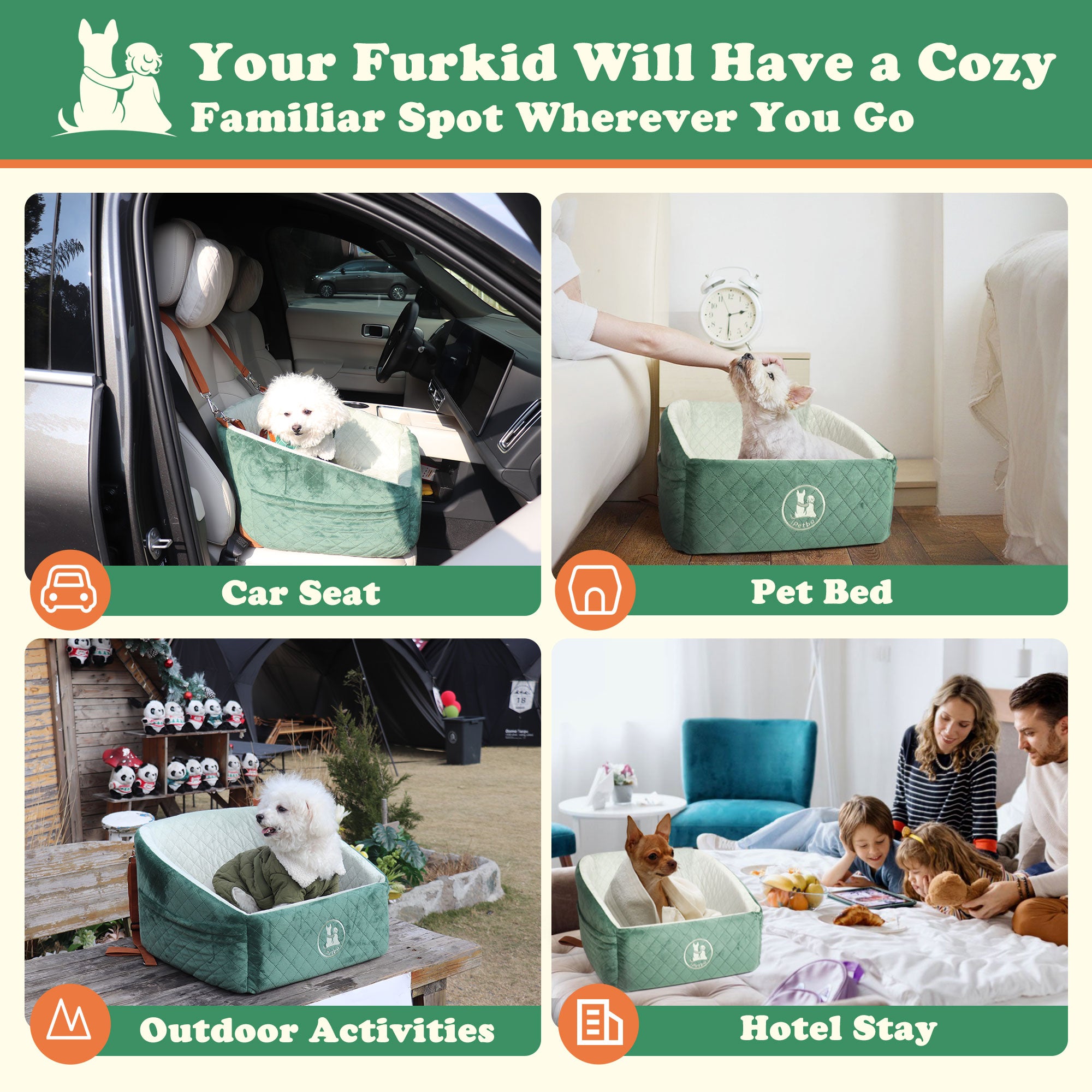 iPetba Memory Foam Dog Car Seat | Comfort & Safety for Small & Medium Dogs