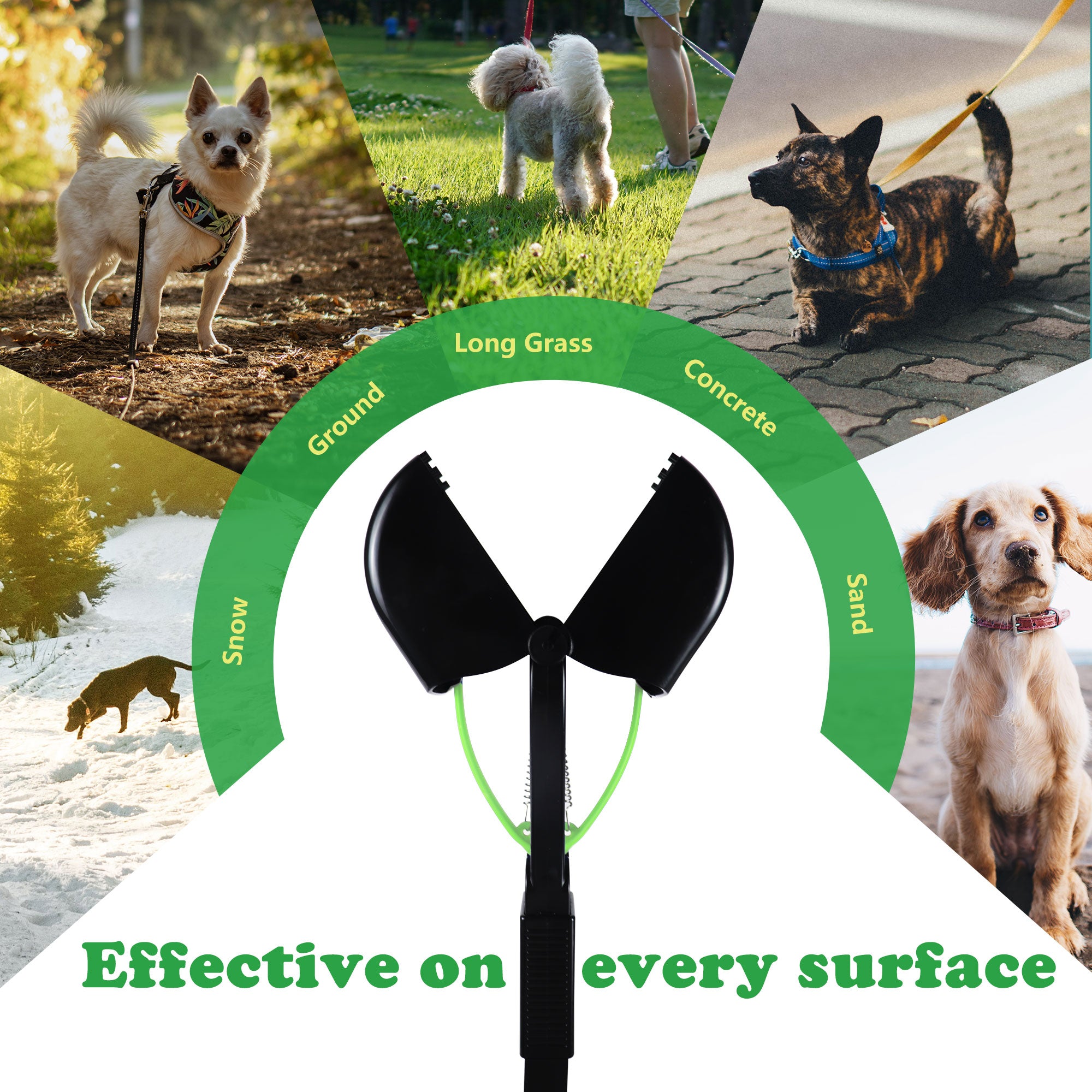 iPetba No-Bend Pooper Scooper | Long Handle, Foldable & Heavy Duty