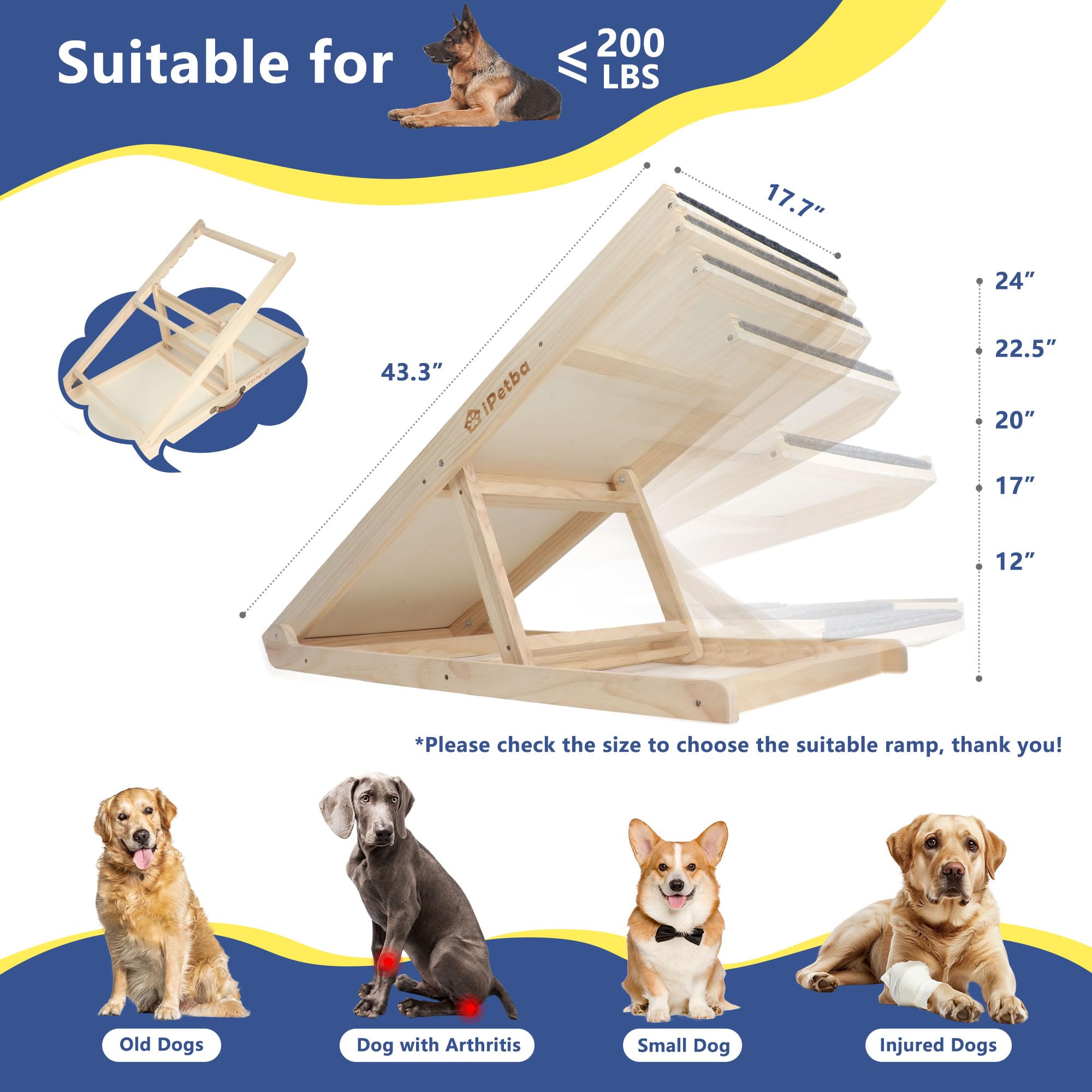 iPetba Heavy-Duty Bed Ramp | Safe, Easy Access for Large & Giant Breeds