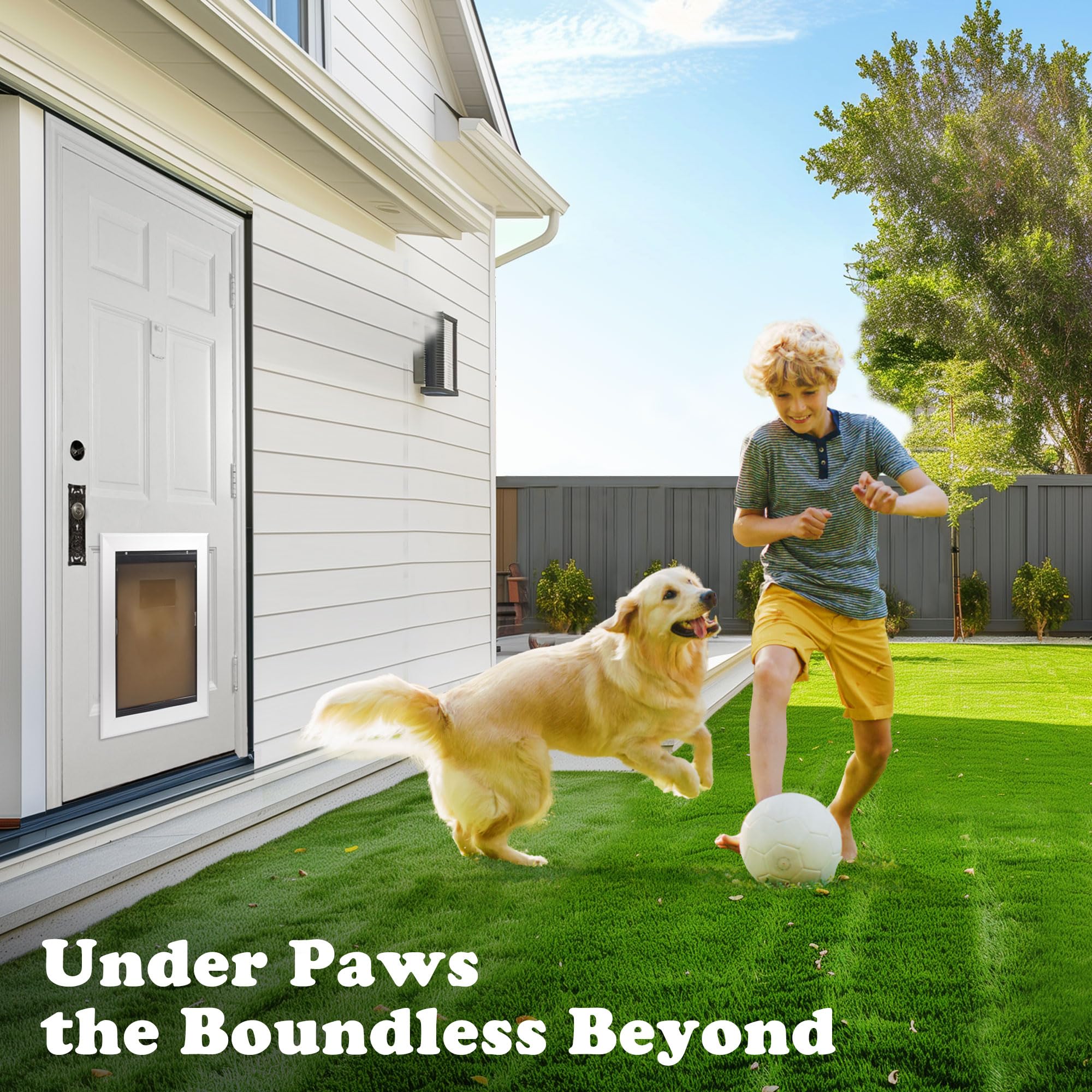 iPetba Heavy Duty Aluminum Dog Door - Telescoping All-Weather Pet Door for Sliding & Standard Doors