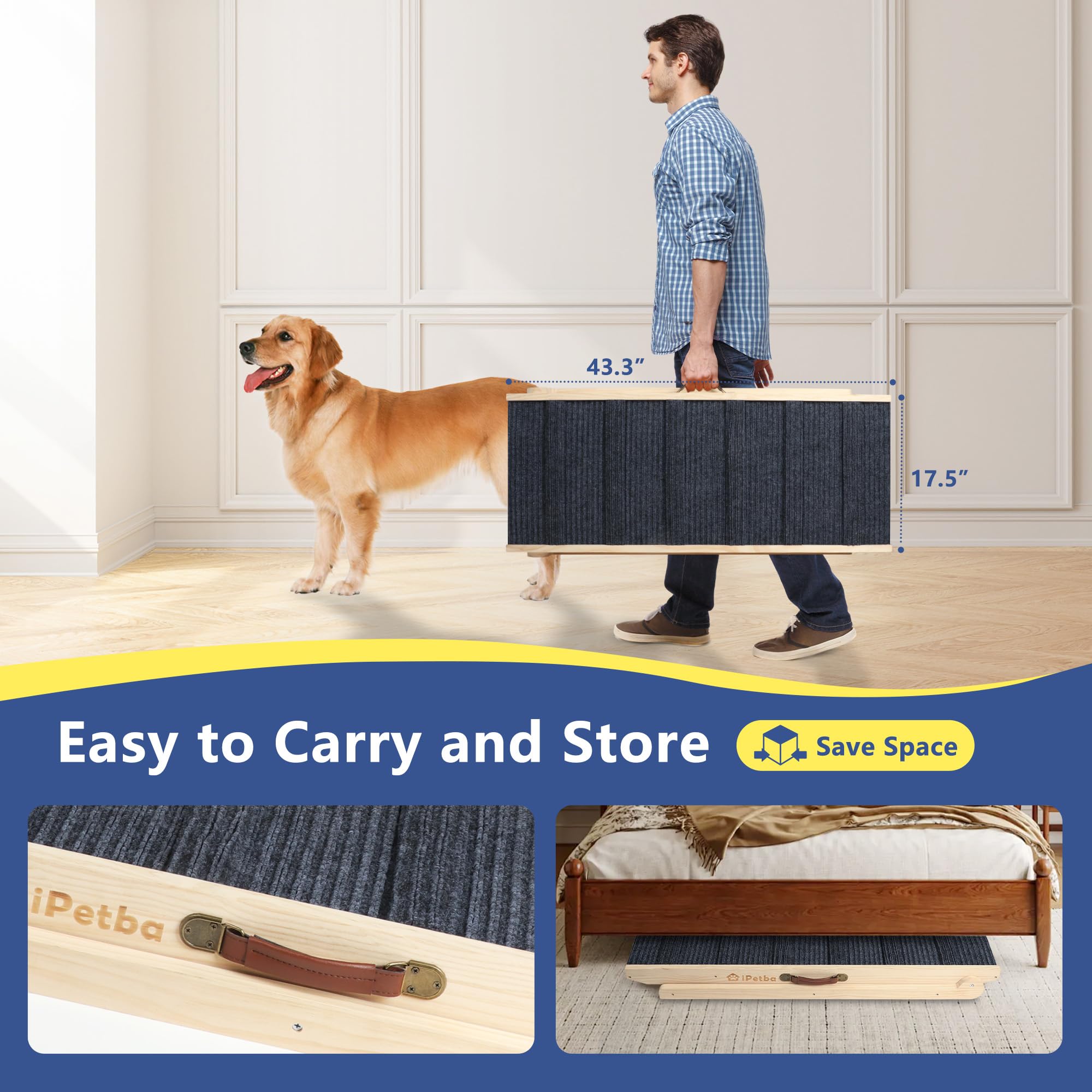 iPetba Heavy-Duty Bed Ramp | Safe, Easy Access for Large & Giant Breeds