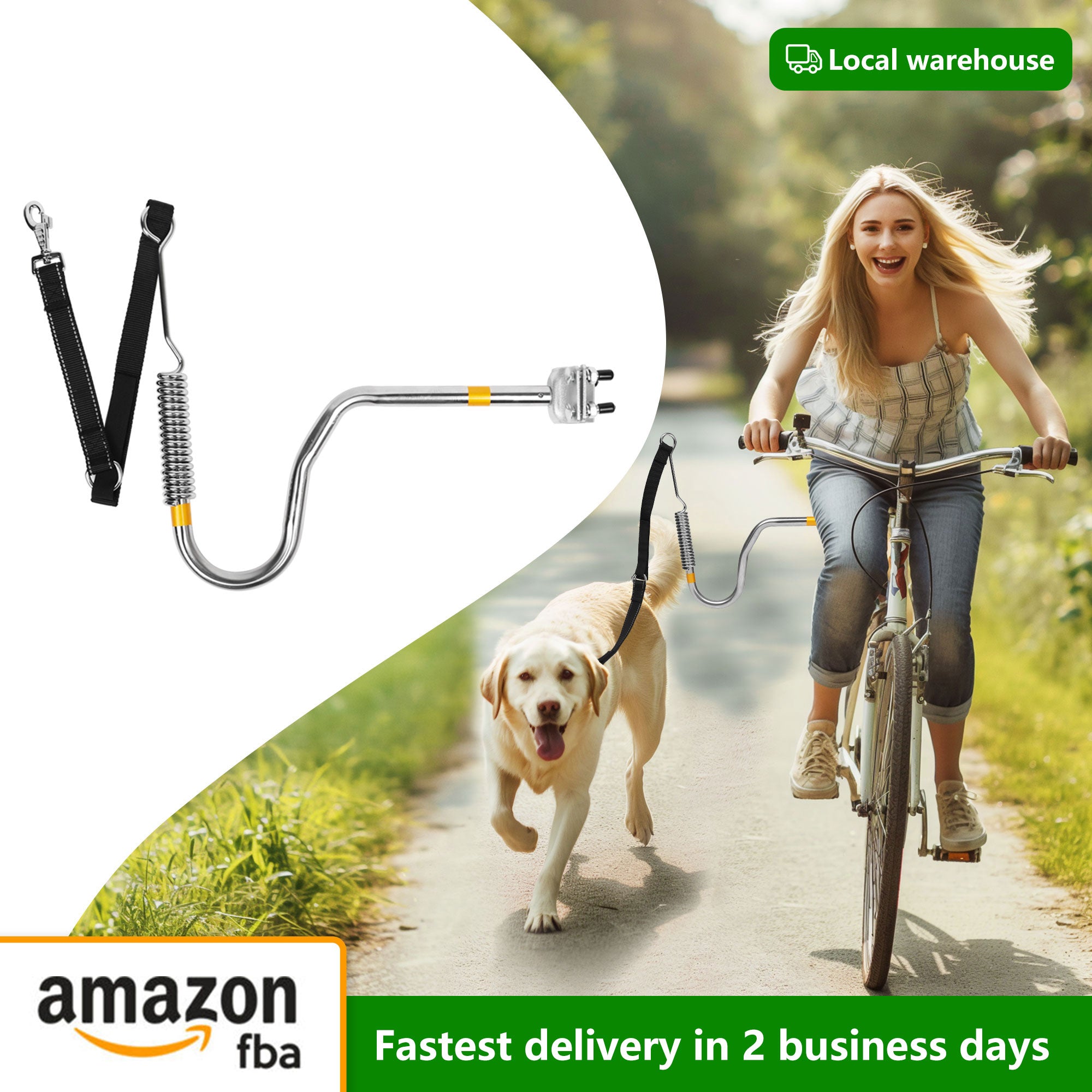 iPetba Heavy Duty Hands-Free Dog Bike Leash with Shock Absorbers, Adjustable Retractable Attachment, 1000 lbs Pull Strength, Perfect for Running & Cycling