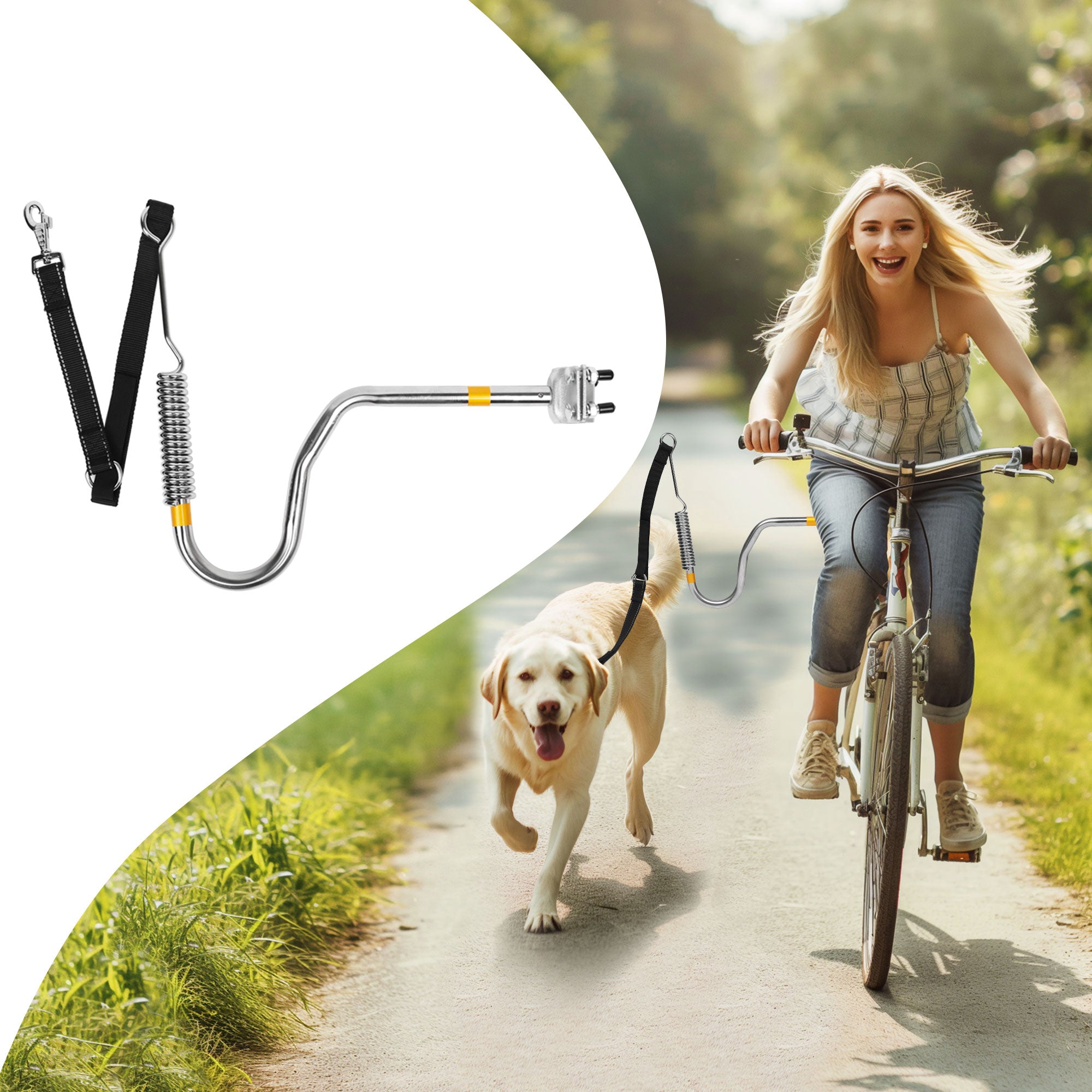 iPetba Hands-Free Dog Bike Leash - Shock Absorbing Retractable Leash for Cycling & Running (1000 lbs Strength)