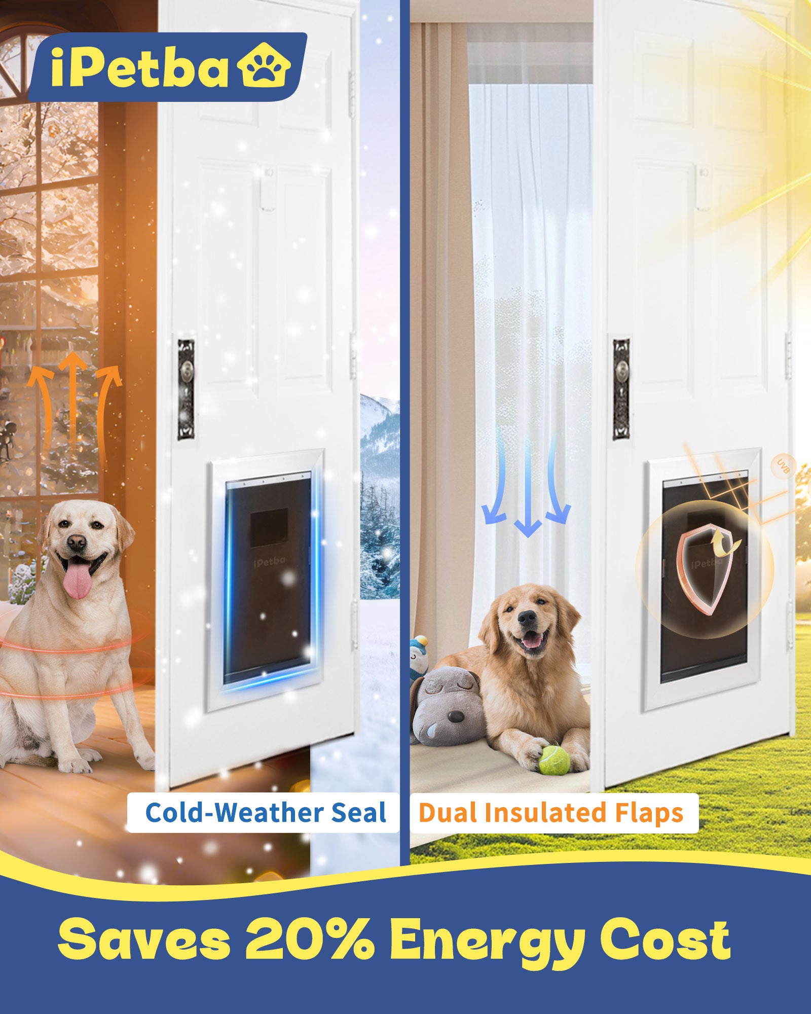 XL Dog Door Replacement Flaps 24 1/4" x 14 3/8", Flexible and Durable Doggy Door Flap Replacement, Weather Resistant