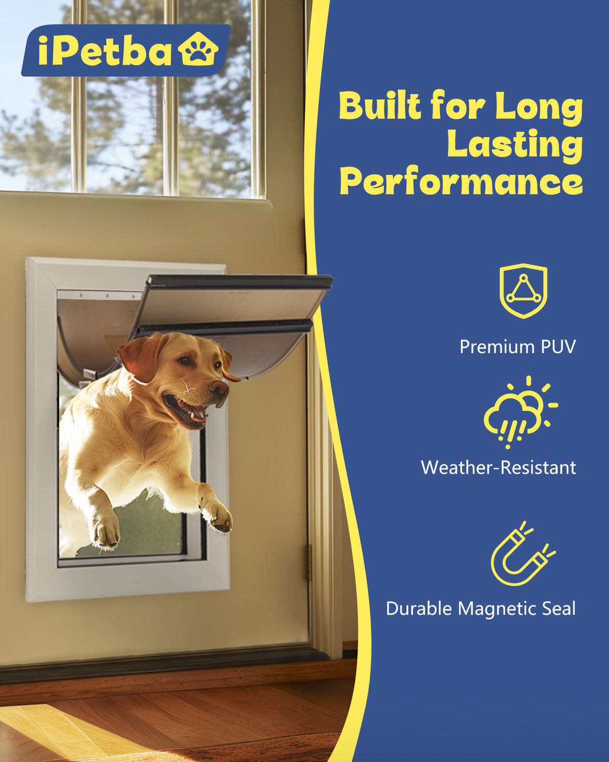 XL Dog Door Replacement Flaps 24 1/4" x 14 3/8", Flexible and Durable Doggy Door Flap Replacement, Weather Resistant