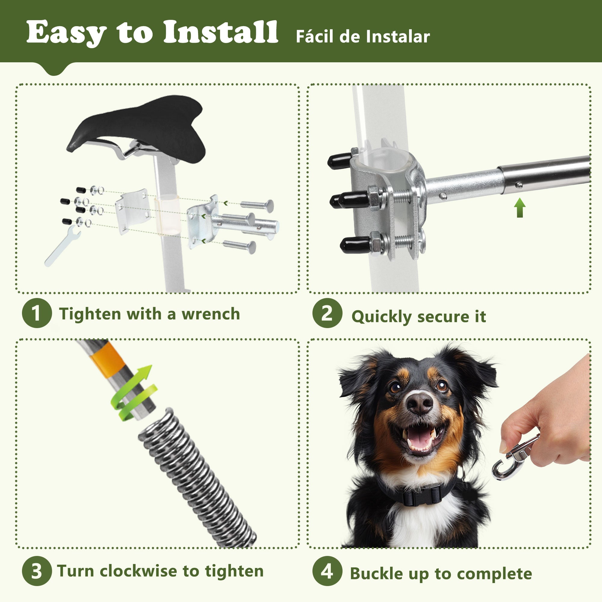 iPetba Heavy Duty Hands-Free Dog Bike Leash with Shock Absorbers, Adjustable Retractable Attachment, 1000 lbs Pull Strength, Perfect for Running & Cycling