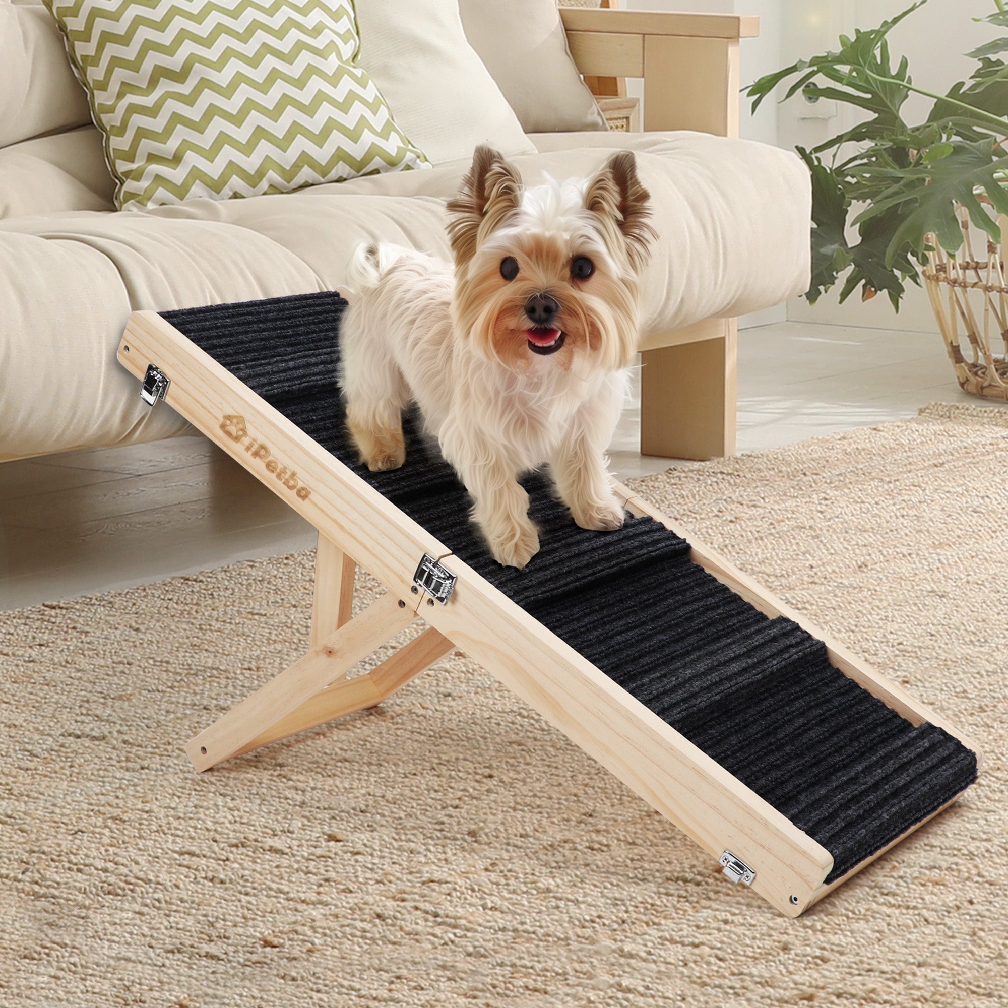 iPetba Wooden Dog Ramp for Small Pets | Foldable, Safe Bed & Couch Helper (up to 35 lbs)